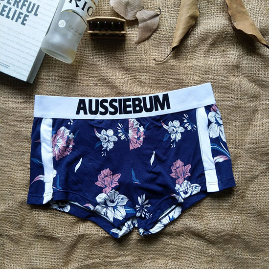 Boxer Aussiebum Hombre Azul Oscuro Blanco Rosa